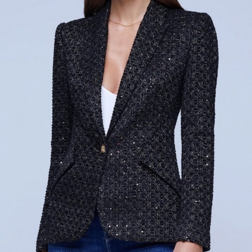 L’AGENCE Chamberlain Tweed Blazer in Black Multi Gold New w/ Tags. Size 4